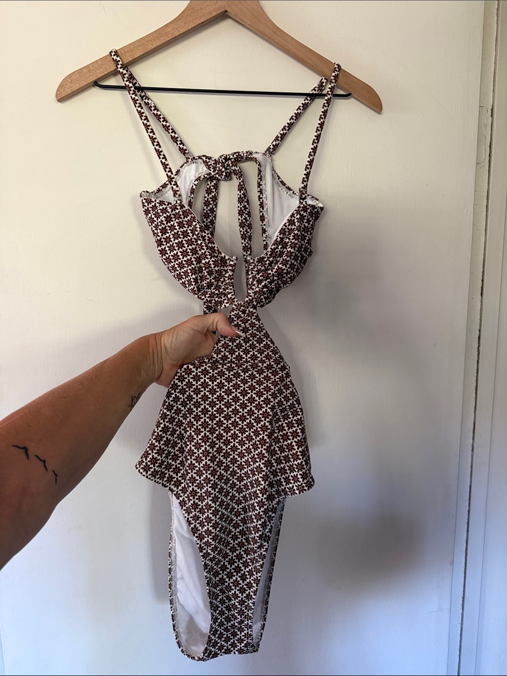 Women's Brown Floral Cutout Sundress